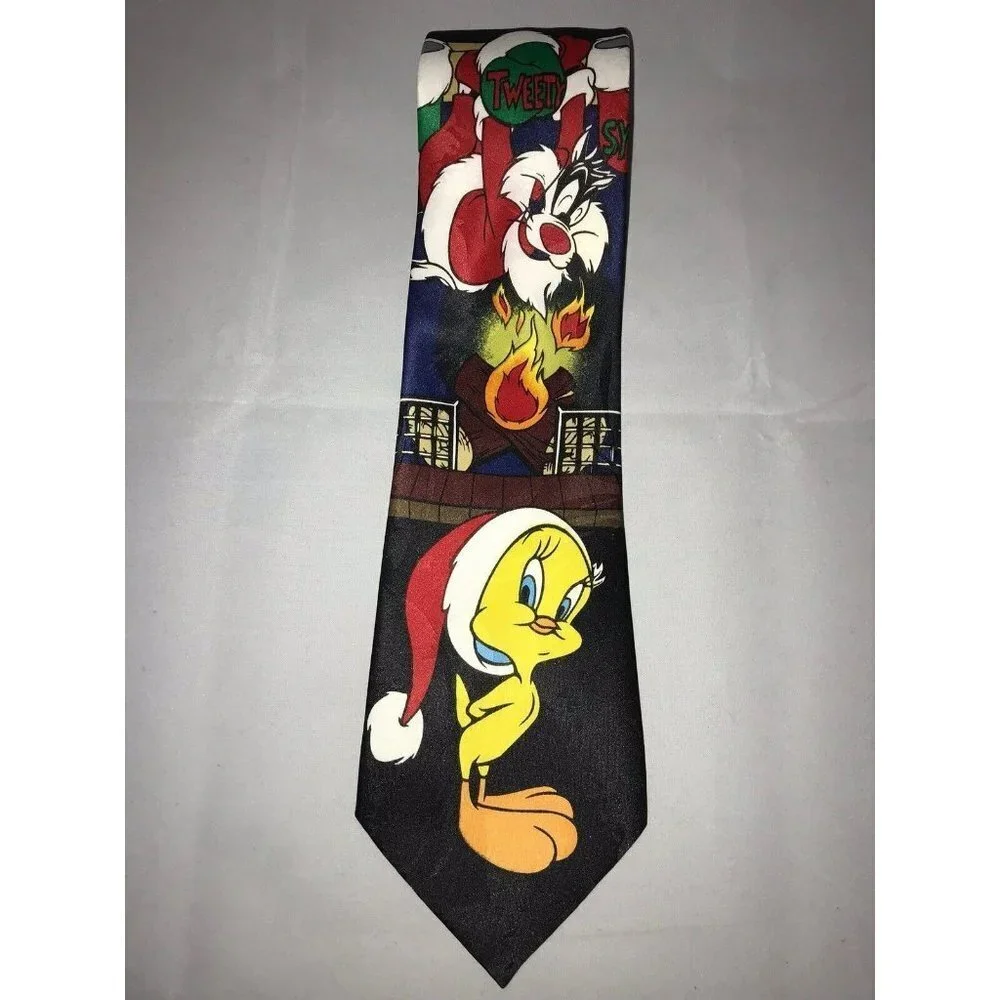 VTG Looney Tunes 1997 Christmas Sylvester & Tweety Holiday Classic Neck Tie